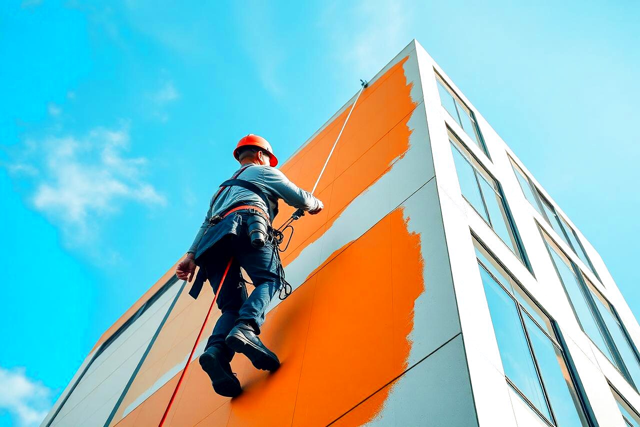 Equipe de pintura em altura